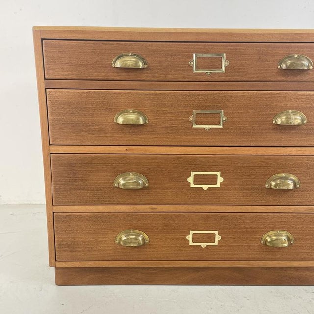 Vintage Plan Chest with Brass Cup Handles, 1930s For Sale - Image 6 of 12