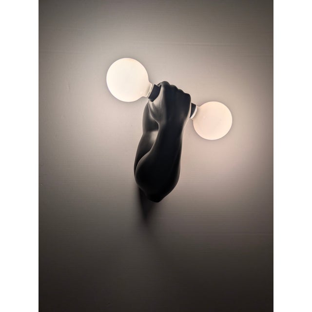 Black Ceramic Wall Sconce from J.C. Peiré, 1980s For Sale - Image 10 of 12