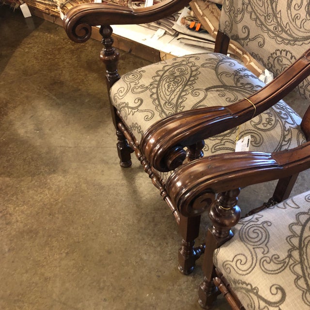 1990s 1990s Walnut Carved Louis XIII Style Arm Chair - a Pair For Sale - Image 5 of 12