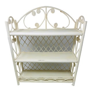 1970s Vintage Boho Wicker 3 Tier Wall Mounted Shelf For Sale