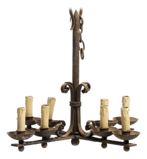Eight-Lume Hanging Lamp in Wrought Iron
