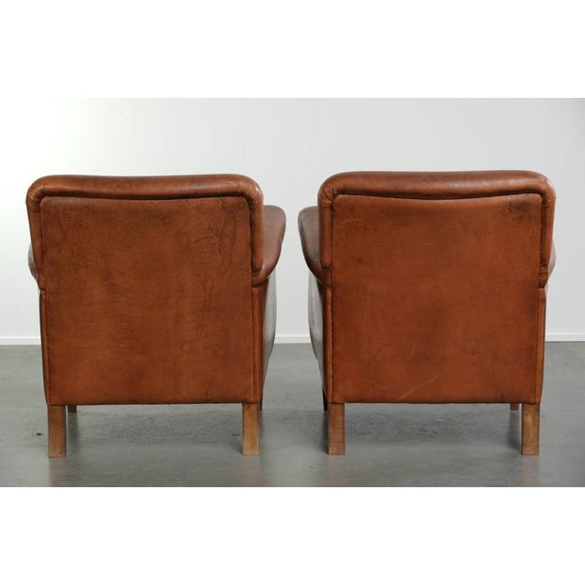 Vintage Sheepskin Leather Armchairs, Set of 2 For Sale - Image 3 of 15