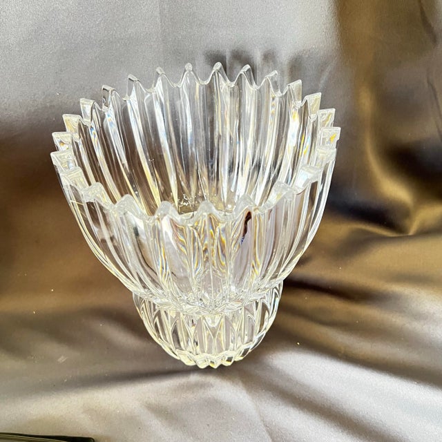 Mikasa Ice Palace Crystal Vase Sculptural Scalloped Rim Slovenia For Sale - Image 11 of 11