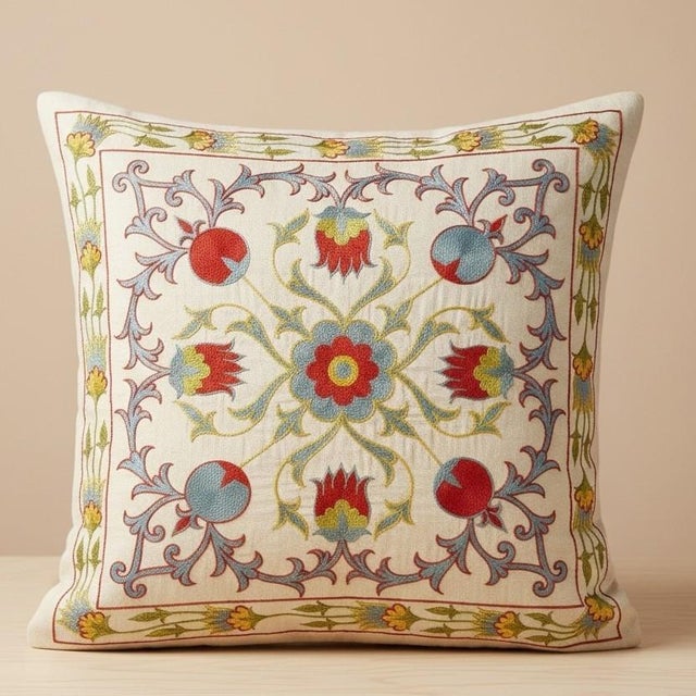 New Hand-Embroidered 100% Silk Cushion Cover – Authentic Uzbek Textile Art Elevate your home décor with this exquisite...