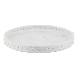 Currey & Company Freya Large White Marble Tray For Sale