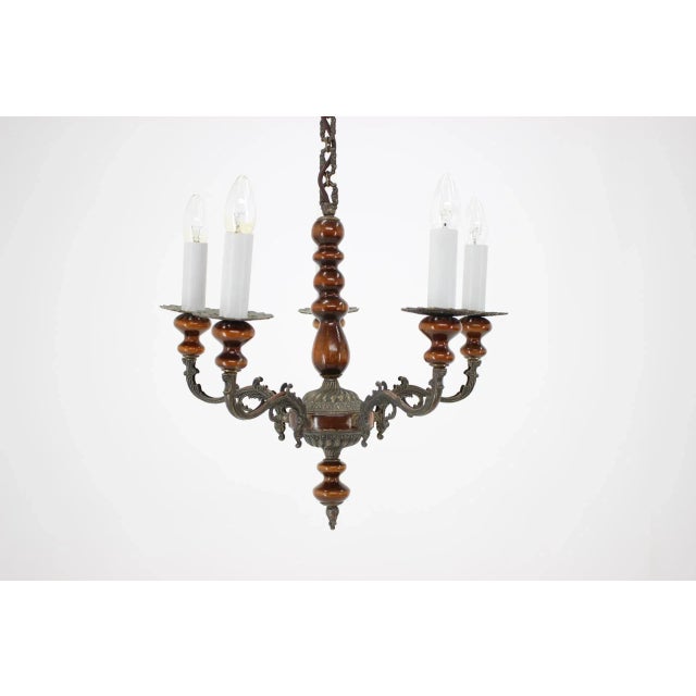 Vintage Brass Chandelier, 1950s For Sale - Image 3 of 10