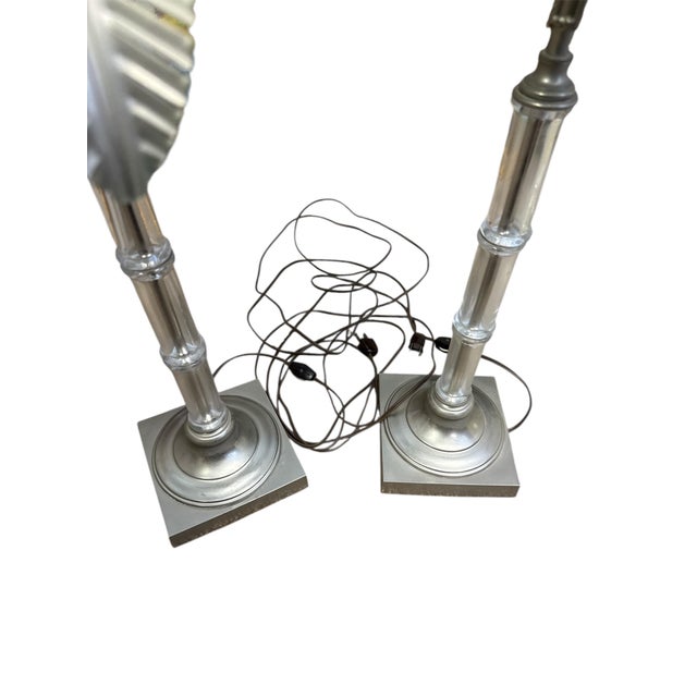 1970s 1970s Chapman Metal Palm Tree Hollywood Regency Style Table Lamps - A Pair For Sale - Image 5 of 9