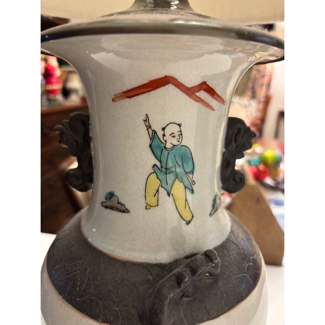Asian Vintage Asian Motif Table Lamp For Sale - Image 3 of 12