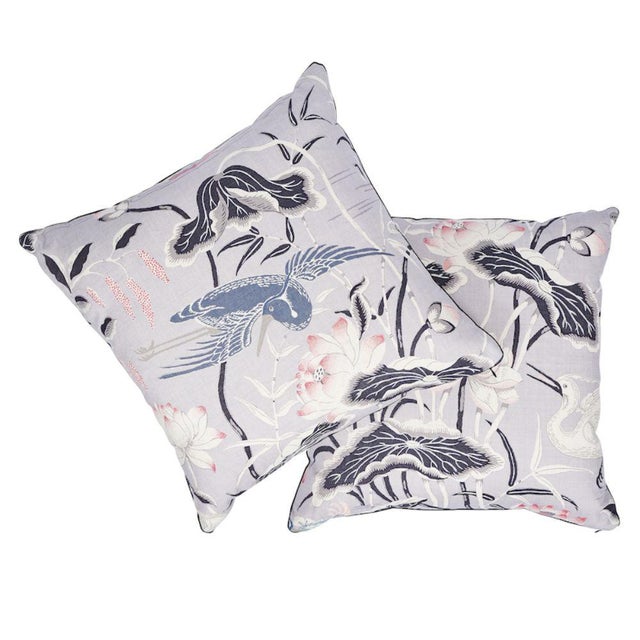 Chinoiserie Schumacher Lotus Garden 22" Pillow For Sale - Image 3 of 5