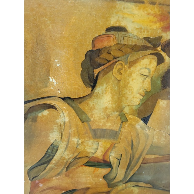 1980s Monumental Reproduction Michaelangelo Sibyl, Erythraean Oil Paintings Framed Art Signed Rueben- A Pair For Sale - Image 14 of 18