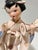 This vintage Japanese-style porcelain figurine features a graceful geisha or maiko figure in a flowing kimono with...