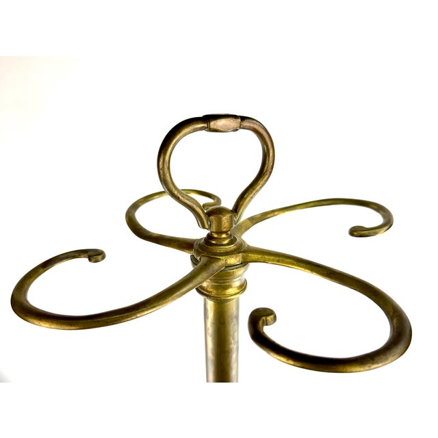 Vintage Brass & Cast Iron Fireplace Tool Stand With Scalloped Ash Tray For Sale - Image 4 of 12