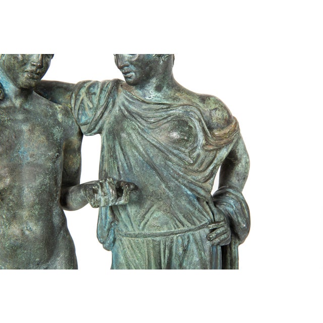 Verdigris Italian Grand Tour Antique Bronze Sculpture “Orestes and Electra” Ca. 1880 For Sale - Image 8 of 18