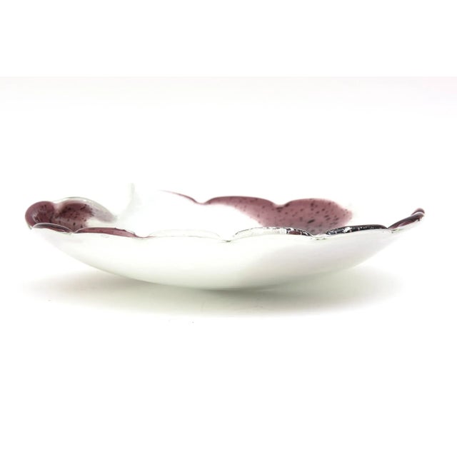 Archimede Seguso Murano Seguso Purple and White Case With Silver Foil Swirled Glass Bowl Vintage For Sale - Image 4 of 10