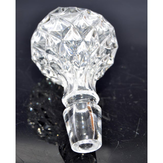 Metal 1920s Style After Bohemian Victorian Cube Hand Brilliant Cut Decanter Silver Plate Neck Faceted Stopper For Sale - Image 7 of 15