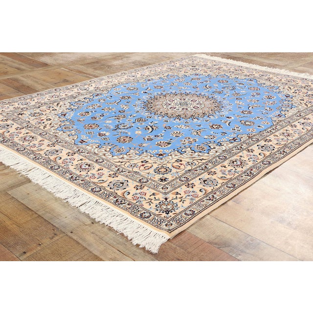 Textile Signed Habibian Persian Nain 6La Kork-Silk Rug - 05'01 X 06'08 For Sale - Image 7 of 9