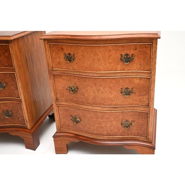 Antique Burr Walnut Bedside Chests, 1930, Set of 2 For Sale - Image 9 of 10