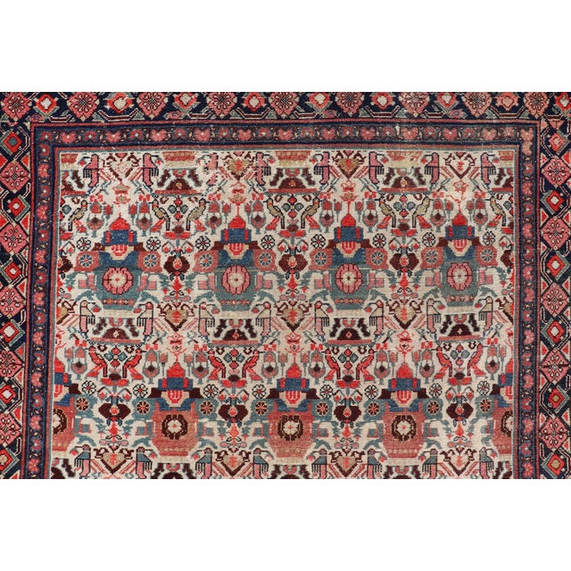 Antique Persian Malayer Long Gallery Rug With Soft Ivory, Rich Red 5'3" X 15'7" For Sale - Image 9 of 12