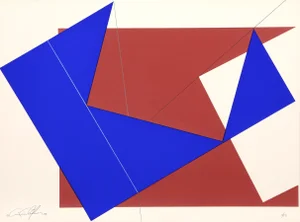 Cris Cristofaro, Blue & Red Rectangles, Silkscreen
