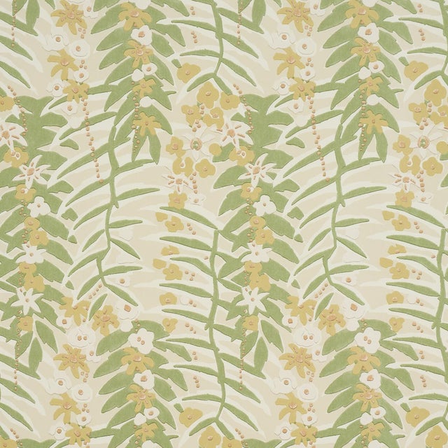 SAMPLE - Schumacher Ashbee Botanical Wallpaper In Citron For Sale