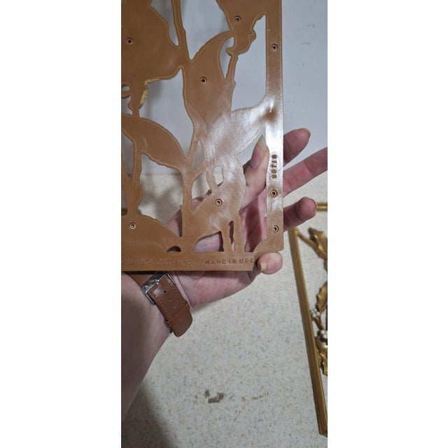 Mid-Century Modern Dart Industries Four Seasons Wall Plaques, Gold & White Florals, Set of 4 For Sale - Image 3 of 5