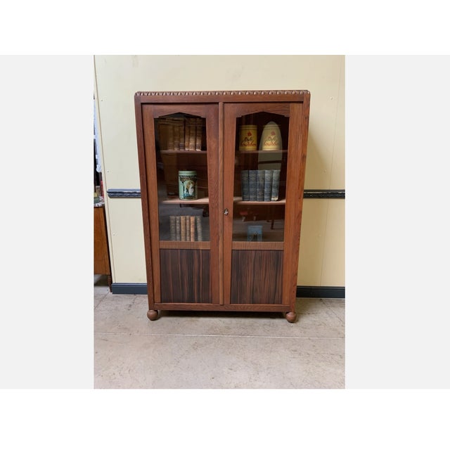 Brown Antique Art Deco Bookcase, 1935 For Sale - Image 8 of 10