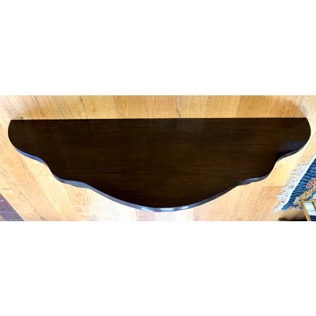 Black Lacquered Wall Mounted Demilune Console Table Wall Bracket Attr. Guglielmo Ulrich For Sale - Image 4 of 9