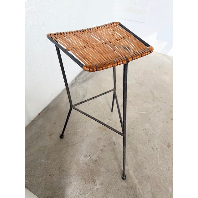 Vintage Wicker and Metal Stool by Dennis Lennon, 1950 For Sale - Image 17 of 18