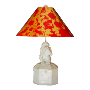 Late 20th Century Palm Beach Regency Vivai Del Sud Style Speak No Evil Monkey Table Lamp - Newly Painted