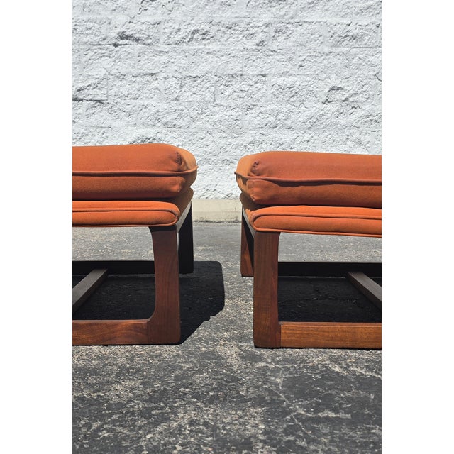 Wood 1960s Mid Century Slipper Chair and Ottoman For Sale - Image 7 of 11
