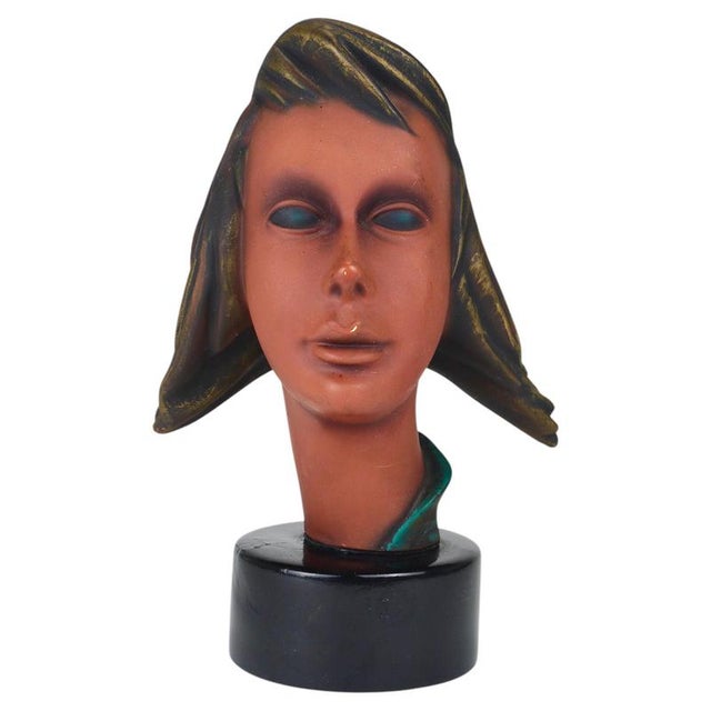 Large Mid-Century Female Bust Head of Young Woman in Terracotta, Austria, 1950s For Sale - Image 18 of 18