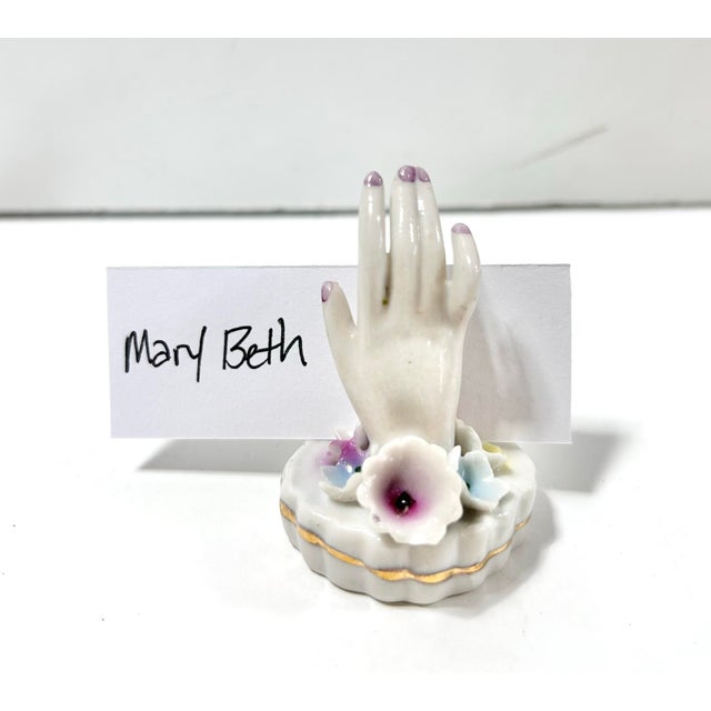 French Vintage Porcelain Hand Place Card Holders, Set of 5 For Sale - Image 3 of 13