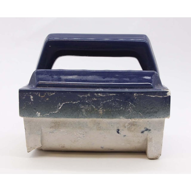 Navy Blue Vintage Navy Blue Ceramic Recessed Soap Dish For Sale - Image 8 of 11