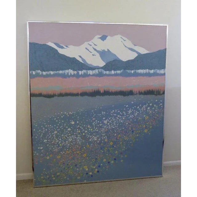 Paint 1991 "Mountain Wildflowers" Acrylic Painting by Dorothy Talbott, Framed For Sale - Image 7 of 10