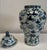 Blue and white ginger jar with Foo Dog lid