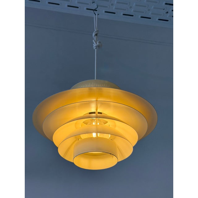 Scandinavian Cream Pendant Lamp with 7 Layers from Jeka, Denmark, 1960s For Sale - Image 17 of 18