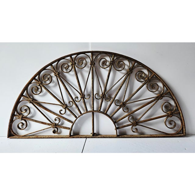 Late 19th Century Antique Wrought Iron Arched Fanlight Transom Grille ...