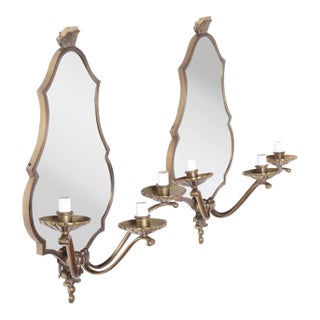 Pair of Mirrored Wall Sconces For Sale