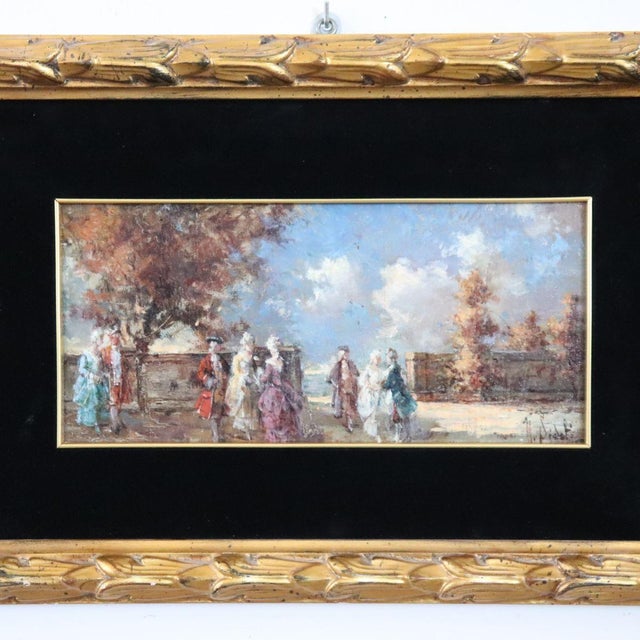 N. Sidoli, Gallant Scene, Oil Painting on Board, Early 20th Century, Framed For Sale - Image 6 of 12
