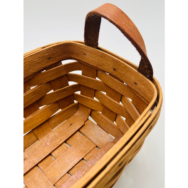 1990s Longaberger Basket With Leather Handles Chairish