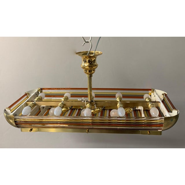 1940s Art Deco Ceiling Light with Murano Brass Rods, 1940s For Sale - Image 5 of 10