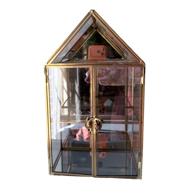 Glass Gold Display Cabinet Wall Curio Cabinet Collectibles Case For Sale