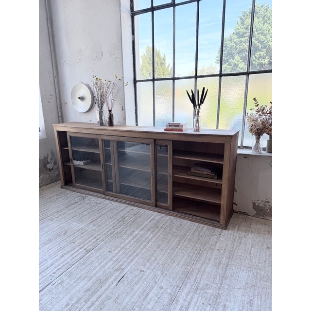 Pine and Oak Sideboard with Glass Doors, 1950s For Sale - Image 6 of 18