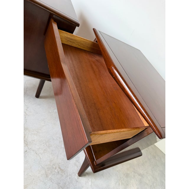 1940’s Art Deco Solid Mahogany Nightstands With Drawer & Open Shelf – A Pair For Sale - Image 14 of 18