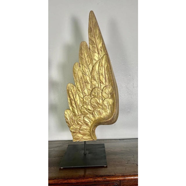 19th Century 19th Century Italian Baroque Giltwood Wings on Iron Bases For Sale - Image 5 of 11