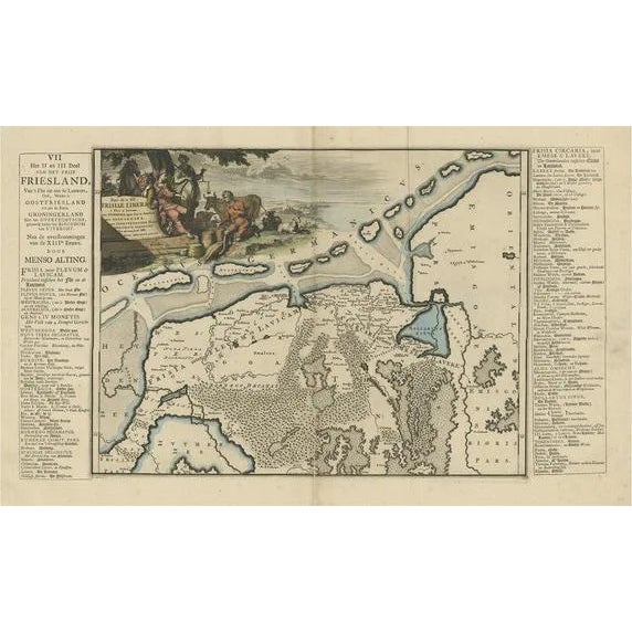 Antique Map of Friesland After the Floods of the 13th Century, 1718 For Sale