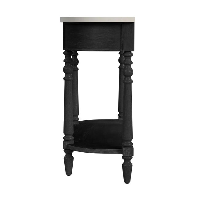 2020s Danielle 40 in. W Rectangular Marble and Wood 1 Drawer Console Table with Lower Open Shelf, Washed Black For Sale - Image 5 of 8