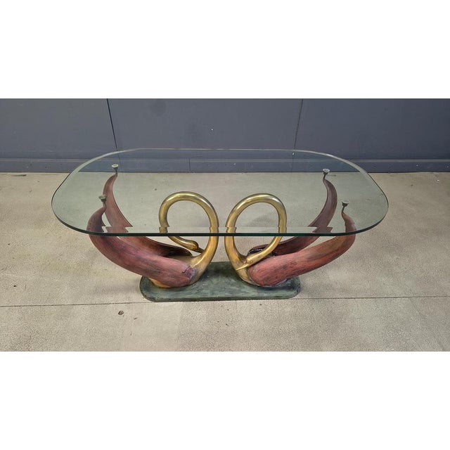 Vintage Brass Swan Coffee Table, 1970s For Sale - Image 10 of 11
