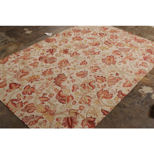 Transitional Rug & Kilim’s Tudor Style Rug in Beige, Red & White Floral Pattern For Sale - Image 3 of 8