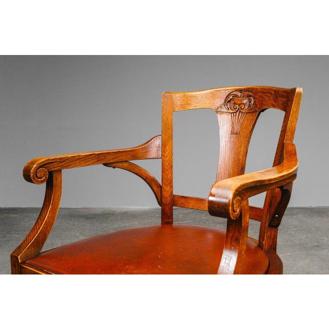 Art Nouveau Oak Armchair For Sale - Image 15 of 18
